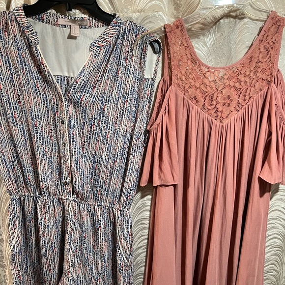 2 Forever 21Womens Sz S Pink Mauve Lace Short Dress and Blue Shorts Jumper - Picture 14 of 16